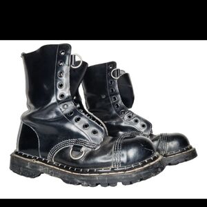 Gripfast England Steel Toe Black Leather Boots 10 Eyelet Punk Rock UK 5 US 7